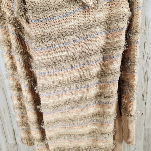 Love 21 Eyelash Belted Cardigan Sweater Tan Size Medium - Picture 9 of 10